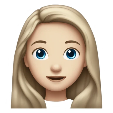 Girl with long brown hair blue eyes pale skin sticker