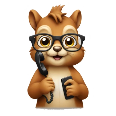 squirrel on the phone with glasses sticker