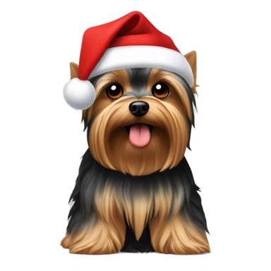 Yorkie with Santa hat on sticker