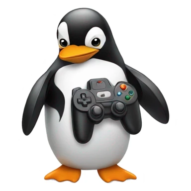penguin holding videogame controller sticker