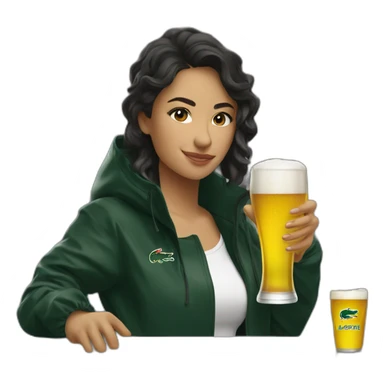 Lacoste latin friends woman drinking beer with black windbreaker sticker