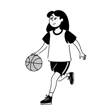 Asian Girl with brown long hair in a basketball suit sticker