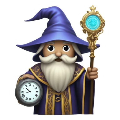 wizard holding a big clock sticker