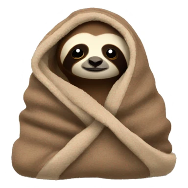 Brown sloth cozy in a blanket sticker