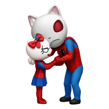 Spiderman kissing hello kitty sticker