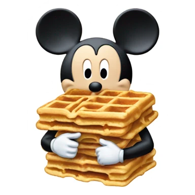 Mickey Mouse eating Mickey mouse waffles sticker