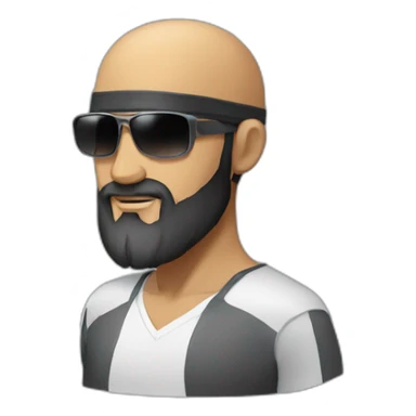 no hair man with long beard and wearing side back cap and viper sunglasses sticker