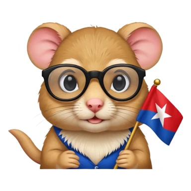 A gerbil holding a Cuban flag wearing black glasses  sticker