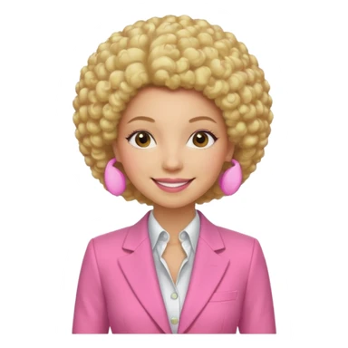 afro blonde hair woman pink suit sticker