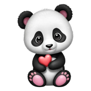 baby panda with hearts sticker