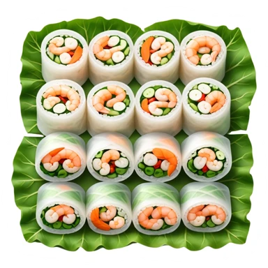 cinematic-realistic-vietnamese-summer-rolls-dish-emoji,-depicted-with-delicate-rice-paper-wraps-filled-with-fresh-vegetables-and-shrimp-rendered-with-crisp-textures-and-refreshing-lighting. sticker