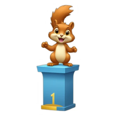 the squirrel stands on the prize podium taking first place sticker