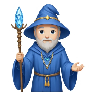 Wizard in blue robe with crystal-topped staff sticker