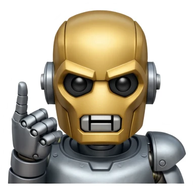 create an emoji with blitzcrank  (the league of legends champion)face in a sigma gigachad version that does the pose where u put ur index finger on top of your mouth to tell enemies to shut up or to signal that u mewing sticker