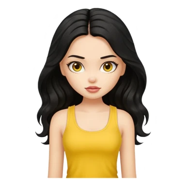 a pretty bratz girl with long wavy black hair in a yellow tank top sticker