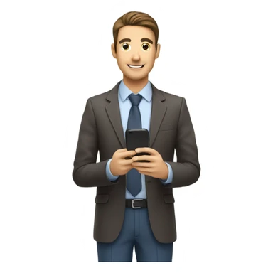 a man with a smartphone showing charts sticker