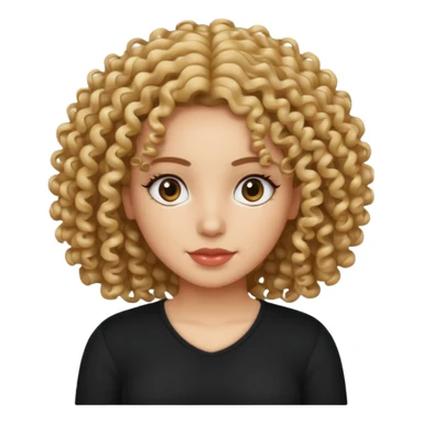 Blanquita con rizos y camisa negra  sticker