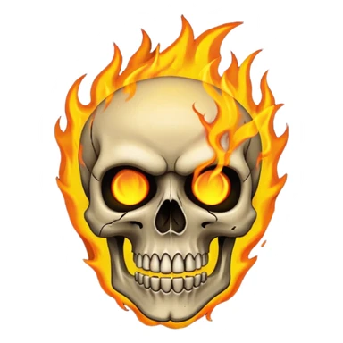 Attitude skull burning on fire sticker