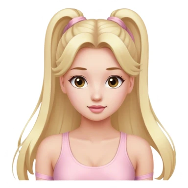 Beautiful woman with long blonde ponytails wearing light pink bodycon dress sticker