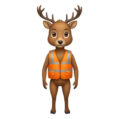 crea una mascota de equipo que sea un venado de cuerpo completo y lleve un chaleco con el nombre de telamon que en el chaleco diga telamon, el chaleco de color naranja, que en el lado izquierdo del chaleco diga telamon sticker