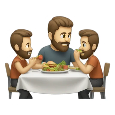 Two man with beard eat lunch sticker