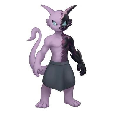 Pastel dull greyish anthropomorphic furry Mewtwo-Beerus-Venom-Espurr-Minccino-hybrid-fusion-animal-ET-species-creature  sticker