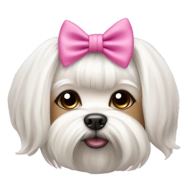 Maltese dog with a pink top knot bow  sticker