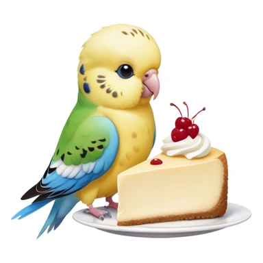 cute budgie eating cute cheesecake cuter sticker