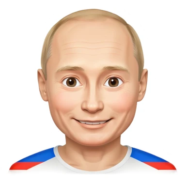 Putin smiling with Russian flag sticker