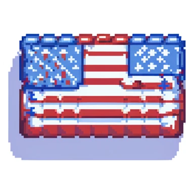 US flag, retro and blocky pixel art style sticker