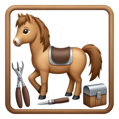 pony with grooming tools nearby sticker