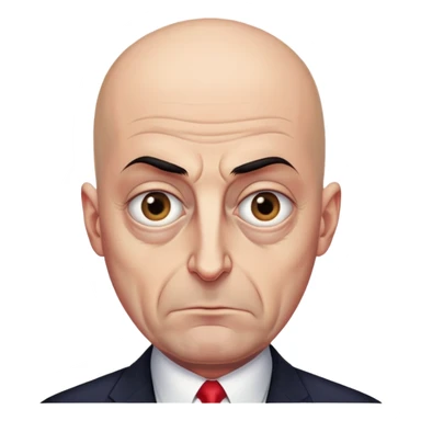 Steven Miller, Trump advisor, bald, very grim expression, pronounced sagging eyelids drooping on the outer sides sticker