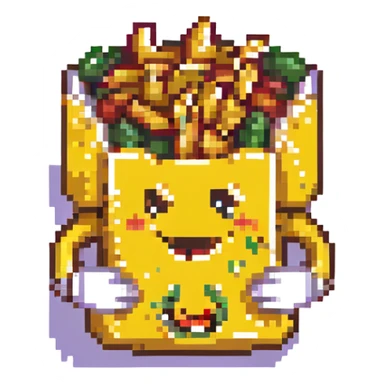 smiley face holding fries sticker