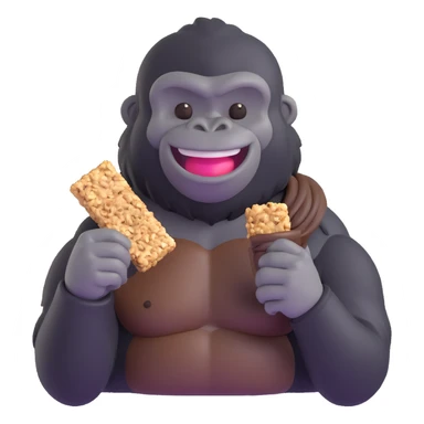 granola gorilla with a granola bar, smiling sticker