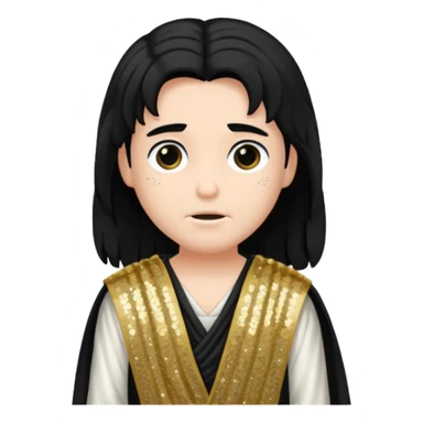 Pluto from Roman Deities with long black hair, black sequin toga sticker