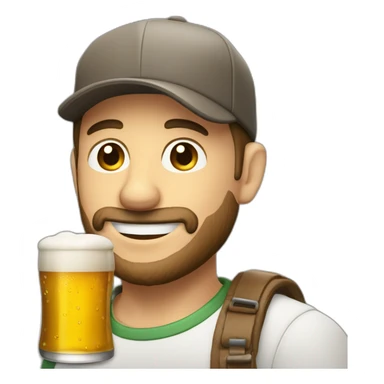 Mann mit Cap hält ein bier sticker