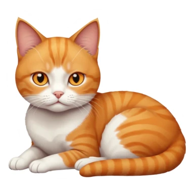 full body frowning tiny short hair ginger and white cat with orange eyes lying down sticker