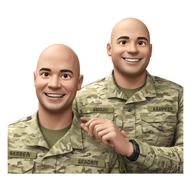 military boys sharing a grin sticker