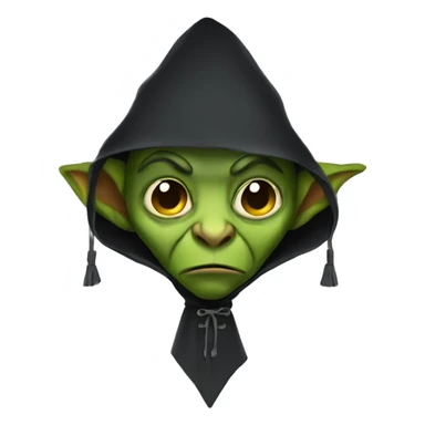 Goblin head, wearing a dark cape, hood,  front view,  sticker