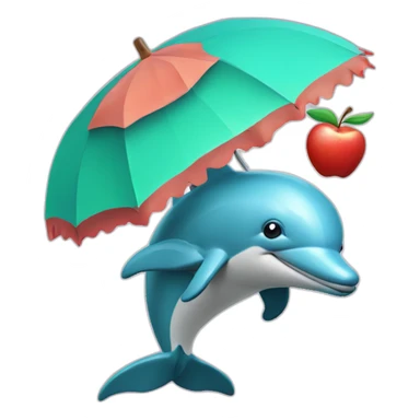 Dolphins with umbrellas in her left hand and an apple on her right hand  sticker
