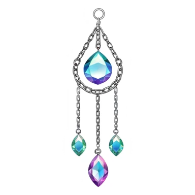 Hanging chained suncatcher with crystal gemstones  sticker