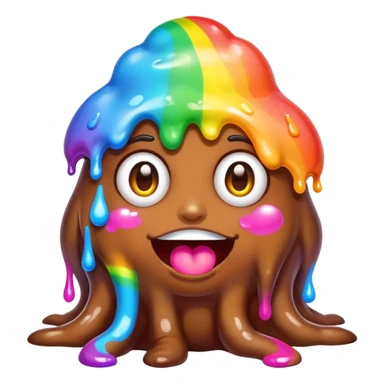 melted rainbow poop girl emoji monster sticker