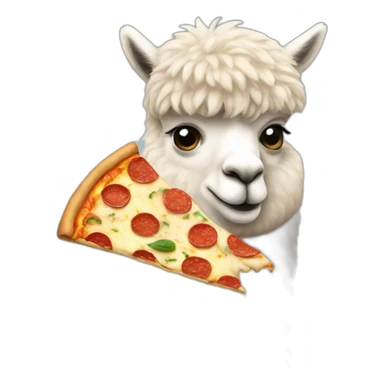 An alpaca eating pizza sticker