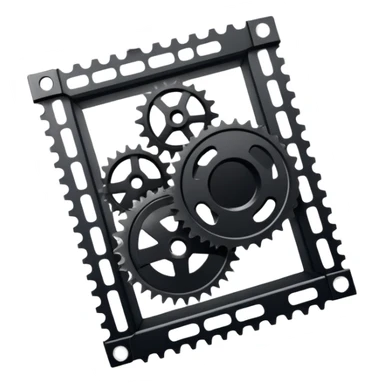 Simple vertical film strip with three frames and sprocket holes, black strip with transparent frames, clean iOS emoji design sticker