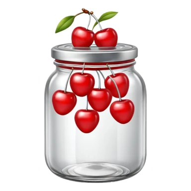 Realistic glass jar with silver metallic lid filled with maraschino cherries inside of it. sticker