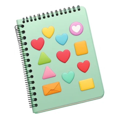 pale green note book with stickers sticker
