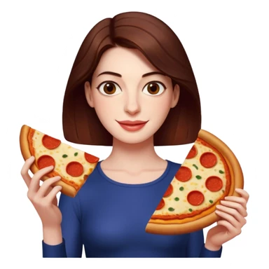 Anne Hathaway with pizza sticker