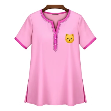 Casual pink kurti with short sleeves and minimal design sticker