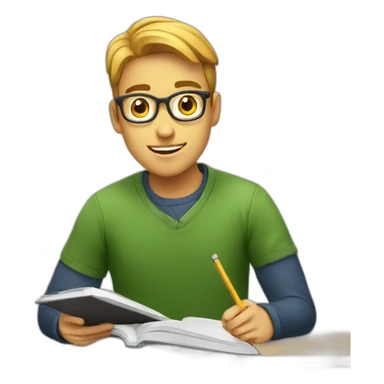 student is studying sticker