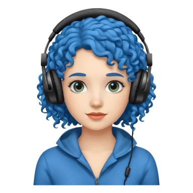 blue curly haired woman with headphone sticker